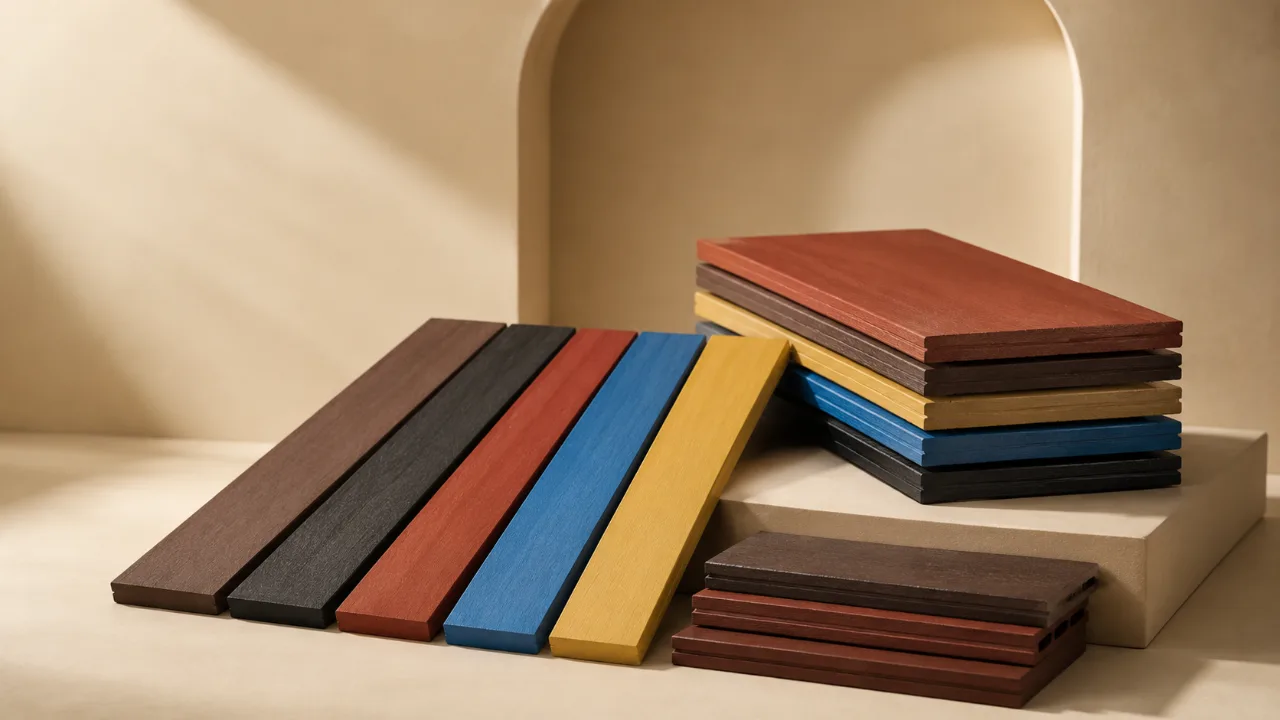 Listones de madera plástica reciclada en varios colores